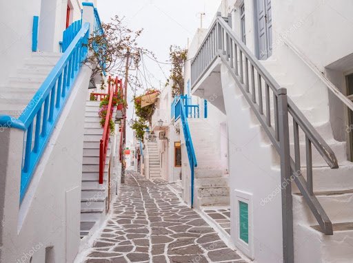 vacation to mykonos blue staircases