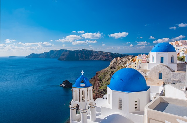 Santorini one of the beach towns in europe