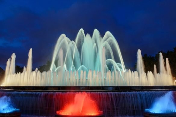 Night View of the Magic Fountain of Montjuïc in Barcelona, Spain