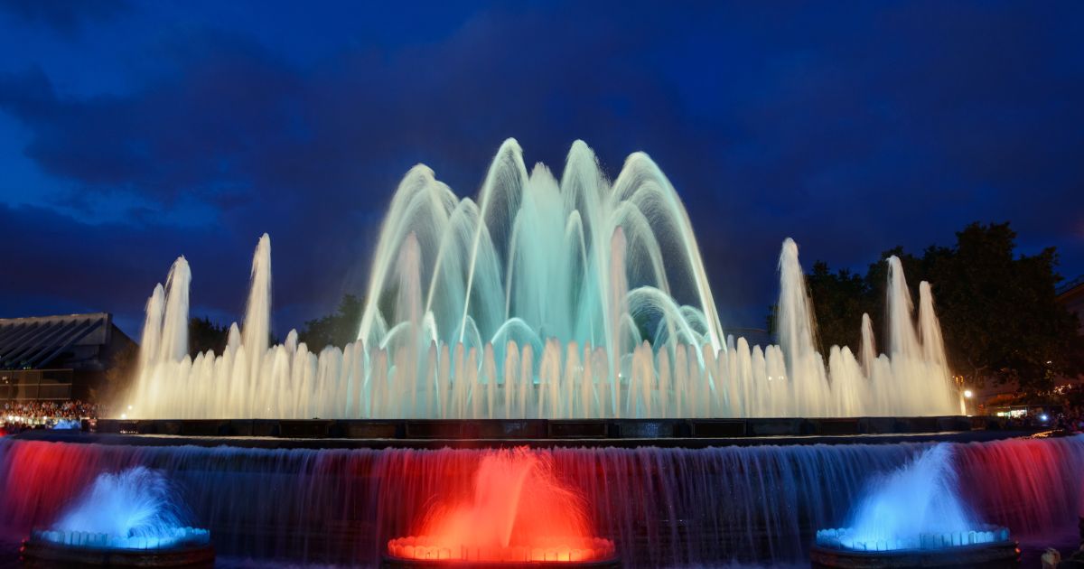 Night View of the Magic Fountain of Montjuïc in Barcelona, Spain